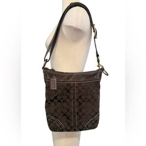 Coach Signature Crossbody Messenger Bag Purse Brown Authentic